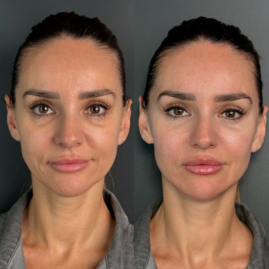 Facial rejuvenation before and after — Dr. Belove result